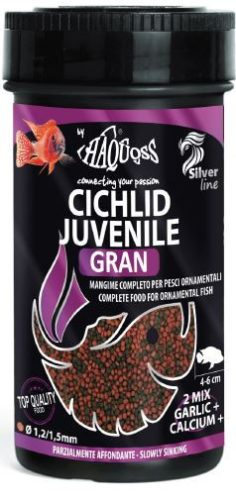 Haquoss | CICHLID GRAN JUVENILE | Teljes értékű granulátum, sügér táp - 1000 ml / 480 g